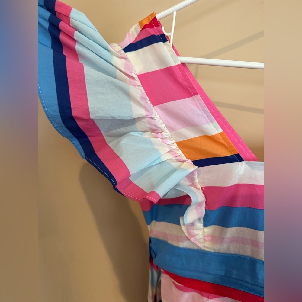 Women’s' Multi-Color Striped Ruffle Dress - Picture 5 of 10